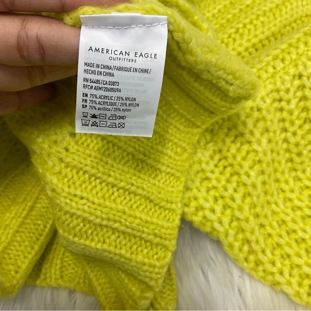 American Eagle Outfitters neon lime  yellow chunky knit sweater S - Picture 7 of 8